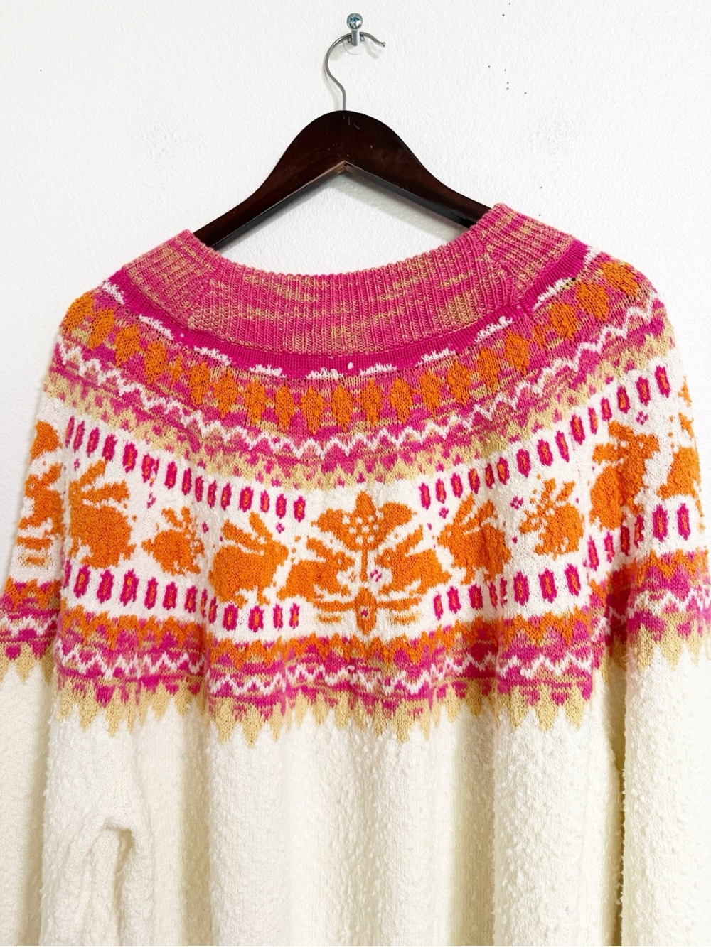 Free People Nellie Fairisle Bunny Slub Knit Oversized Sweater - Picture 7 of 14